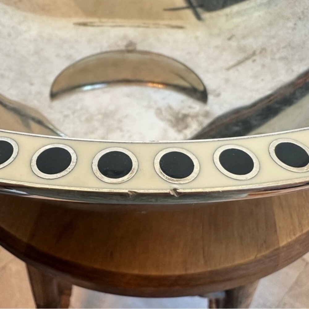 SOLD Kate Spade x Lenox Large Salad Bowl and Serving Utensils Silver Black White - Picture 9 of 16